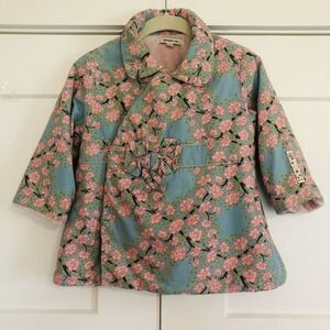 Kenzo Kids Corduroy Coat Jacket Paris 23M Cherry Blossom Pink & Blue